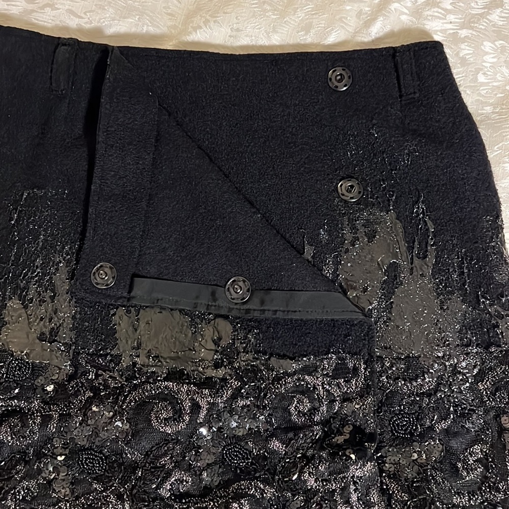 Unique Wrap Miniskirt Women Size 6/Medium NEW TAGS MSRP $665 Black Embellishment - Picture 4 of 4
